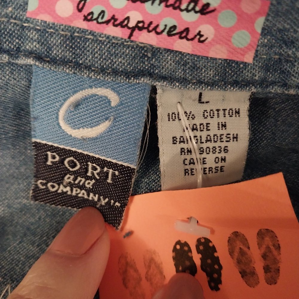 2575 Size 1X Port & Company Upcycle Vol's Jean Tunic - Picture 5 of 5